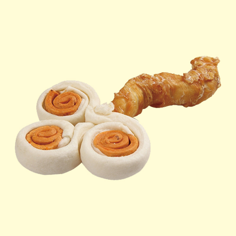 Rawhide circles wrap chicken