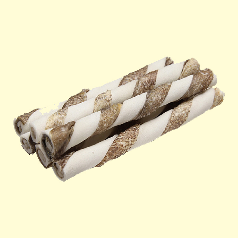 Rawhide twist stick wrap salmon skin