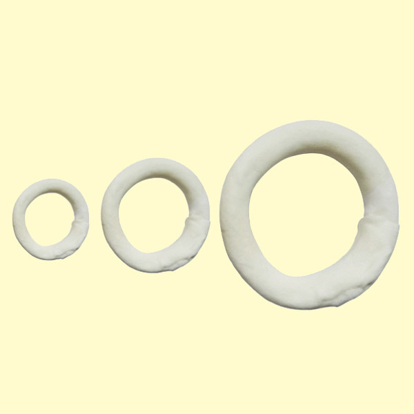 Expanded rawhide braided ring