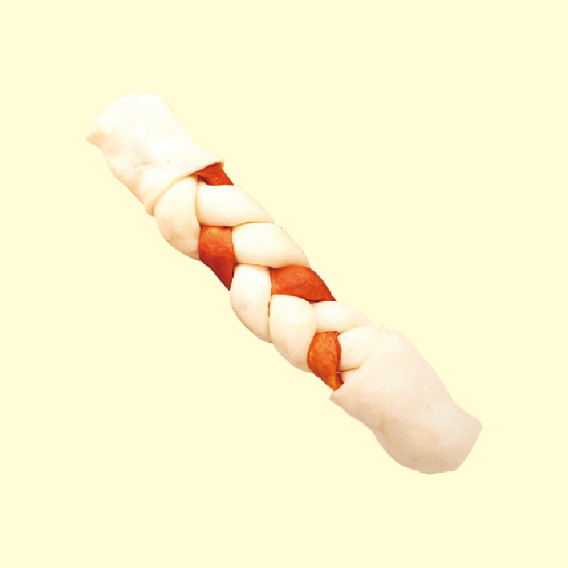 Smoked expanded rawhide braided stick
